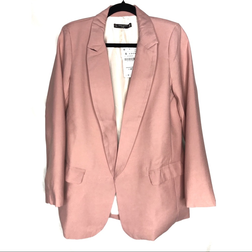 Open Front Girlfriend Blazer || Dusty Pink